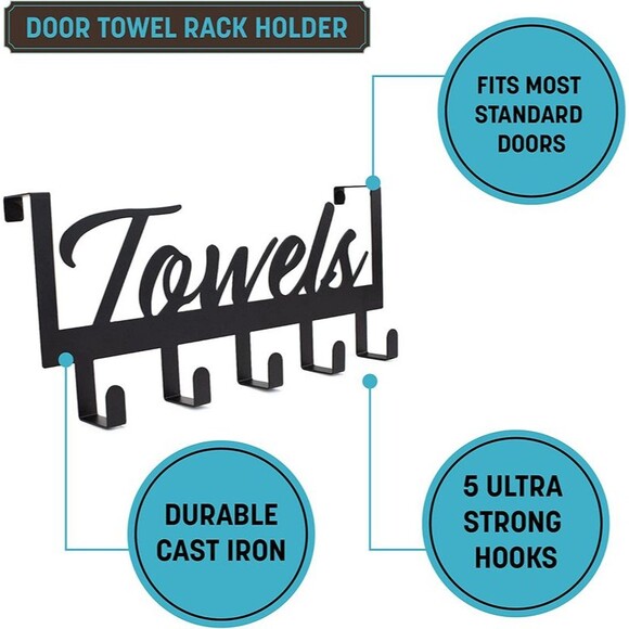 Aesthetic over the Door Towel Rack for Your Bathroom – Space Saving and Convenie - Picture 4 of 12